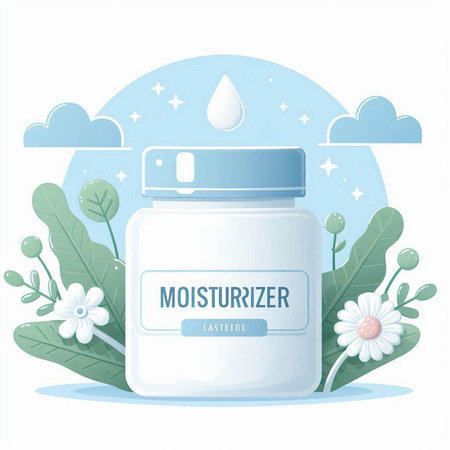cosmetic cream bottle with moisturizing cream and lotion, vector illustrationのイラスト素材