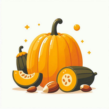 Pumpkin vector illustration on white background. Hand drawn style.のイラスト素材