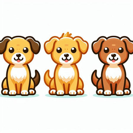 Cute cartoon dogs isolated on a white background. Vector illustration.のイラスト素材