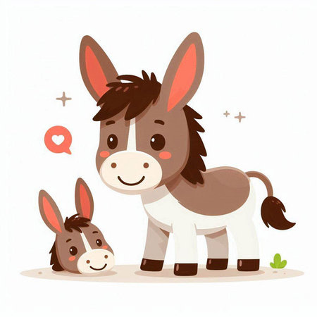 Donkey in the farm. Cute cartoon character. Vector illustrationのイラスト素材