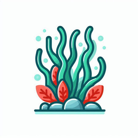 Coral vector icon, seaweed logo. Underwater plant, seaweed logoのイラスト素材