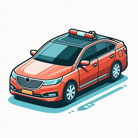 Vector illustration of a police car on a white background. Cartoon style.のイラスト素材