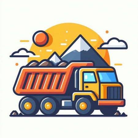 Tropical city with palm trees, oranges and buildings. Vector illustration.のイラスト素材