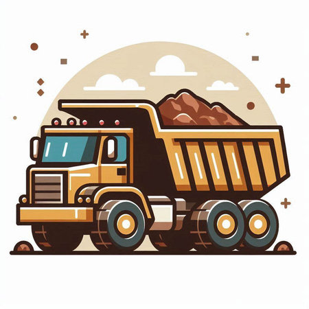 Dump truck. Vector illustration of a dump truck on white background.のイラスト素材