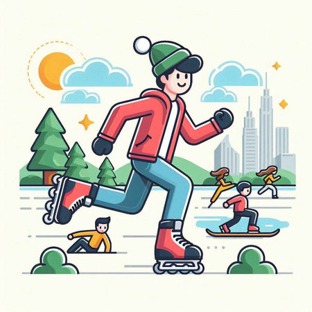 Illustration of a Little Skunk Sitting on the Grass - Vectorのイラスト素材