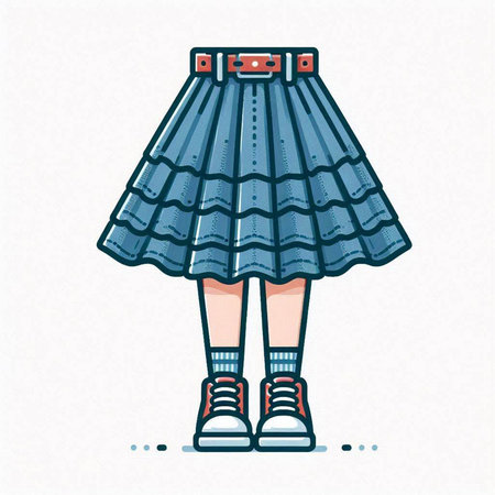 Vector illustration of a girl in a skirt on a white background.のイラスト素材