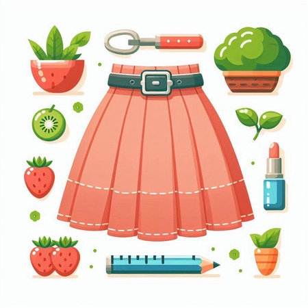 Illustration of a blue skirt isolated on a white background - vectorのイラスト素材