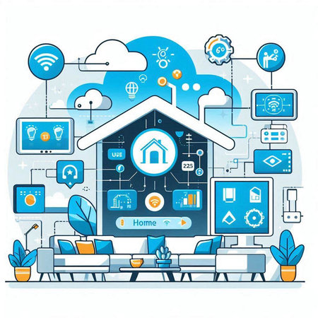 Modern flat design vector illustration concept of internet of things (IOT) and smart home.のイラスト素材