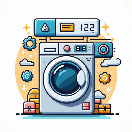 Washing machine. Washing machine. Vector illustration in flat styleのイラスト素材