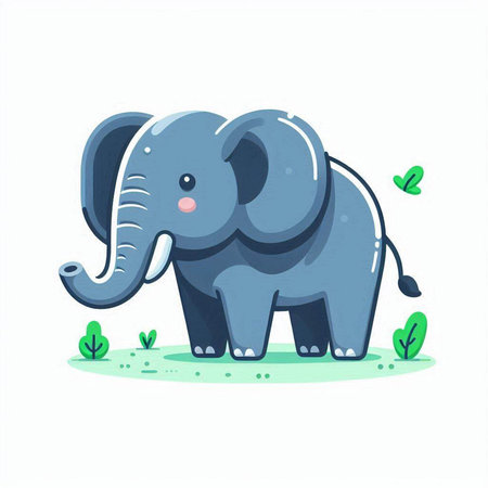 Cute cartoon elephant. Vector illustration isolated on a white background.のイラスト素材