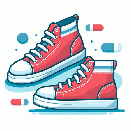 Sneakers icon in flat style. Vector illustration of sport shoes.のイラスト素材