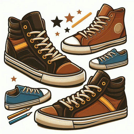 Sneakers. Vector illustration in retro style on a white background.のイラスト素材