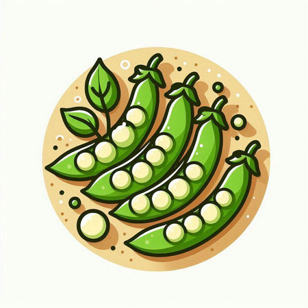Fresh green peas. Vector illustration in cartoon style on white background.のイラスト素材