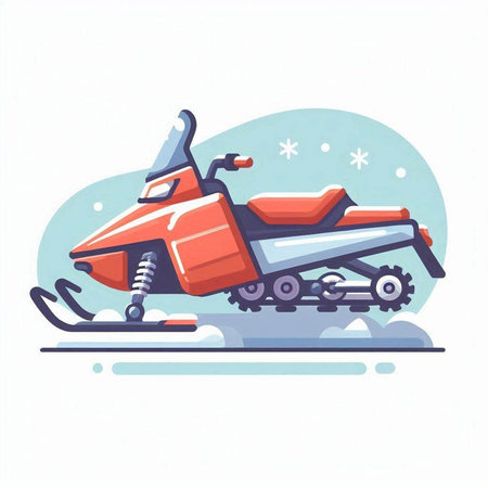 Snowmobile. Vector illustration in cartoon style on a white background.のイラスト素材