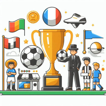 Soccer championship. Flat style vector illustration. Objects isolated on white background.のイラスト素材