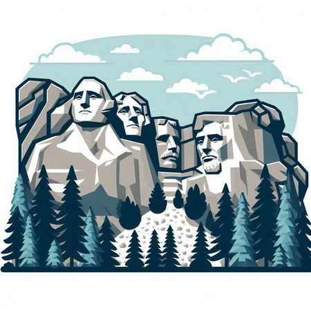 Mount Rushmore National Park, South Dakota, USA, vector illustrationのイラスト素材