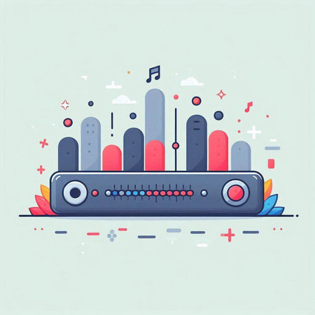Vector illustration of sound equipment. Colorful flat style design for web and print.のイラスト素材