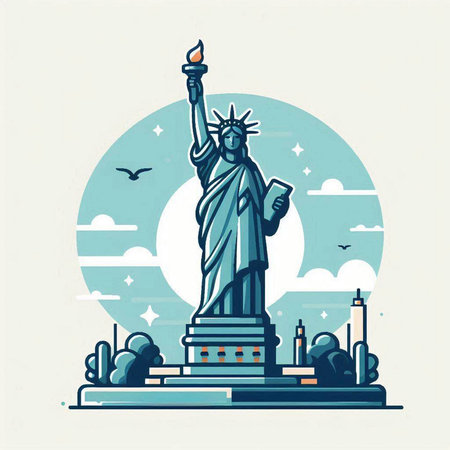 Statue of Liberty, New York City, USA. Vector illustrationのイラスト素材
