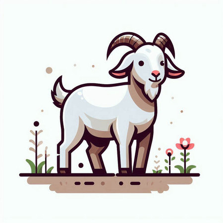 Vector illustration of goat on the farm. Cute cartoon character.のイラスト素材