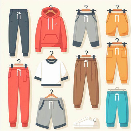 Set of clothes. Vector illustration in flat style on white background.のイラスト素材