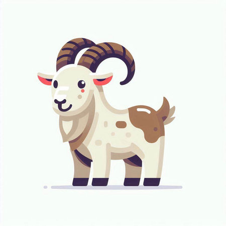 Goat. Cute cartoon character. Vector illustration in flat styleのイラスト素材