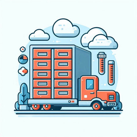Logistics and delivery of goods. Vector illustration in flat style.のイラスト素材