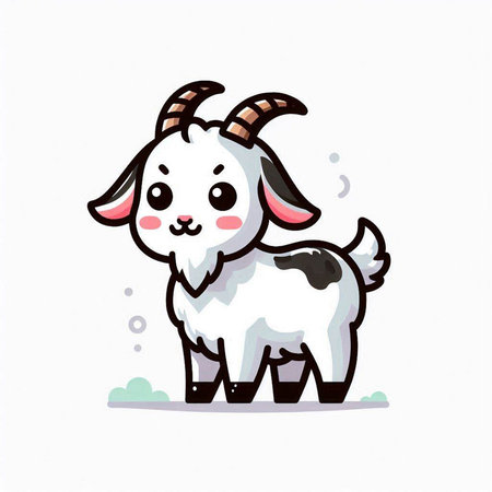 Cute goat on white background. Vector illustration in cartoon style.のイラスト素材