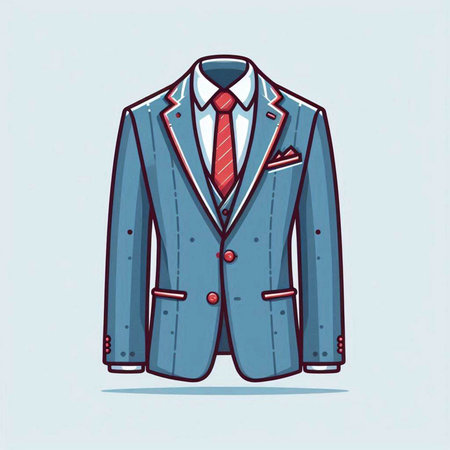 Vector illustration of a man's jacket with a tie on a blue backgroundのイラスト素材
