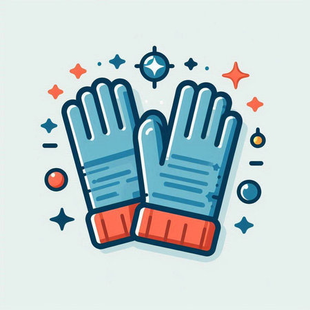Winter gloves vector line icon, illustration. Flat linear style design.のイラスト素材