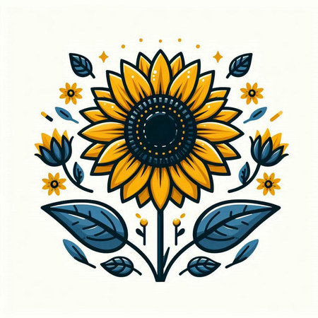 Sunflower vector illustration. Hand drawn doodle design element.のイラスト素材