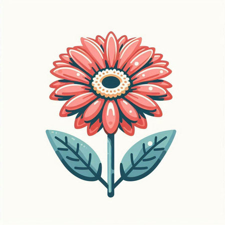 Hand drawn vector illustration of a gerbera flower. Isolated on white background.のイラスト素材
