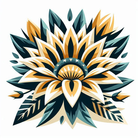 Vector illustration of sunflower in vintage style on a white background.のイラスト素材