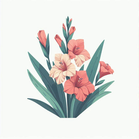 Bouquet of pink flowers on a white background. Vector illustration.のイラスト素材