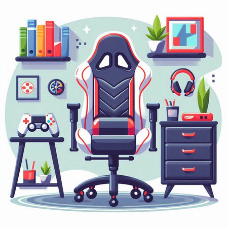 Vector illustration of an office chair in a flat style. Furniture for the workplace.のイラスト素材