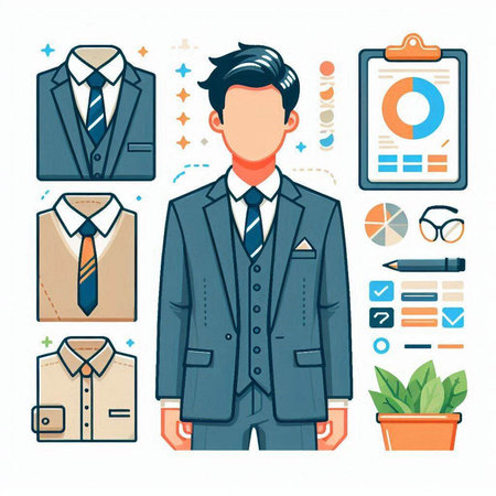 Businessman in suit and tie. Vector illustration in flat style.のイラスト素材