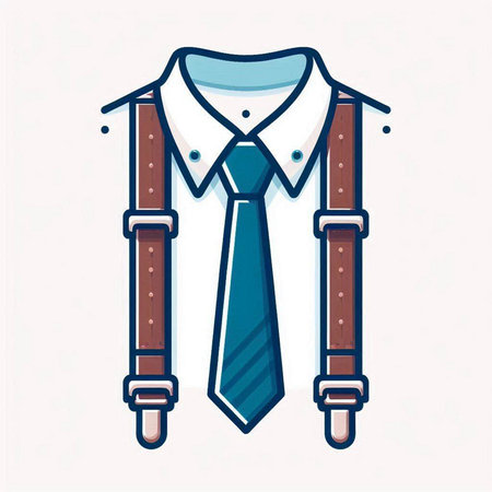 Men's shirt and tie. Vector illustration in flat linear style.のイラスト素材