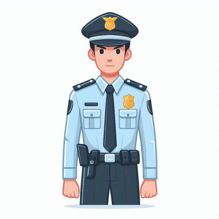 Policeman in uniform. Police officer. Vector illustration in cartoon styleのイラスト素材