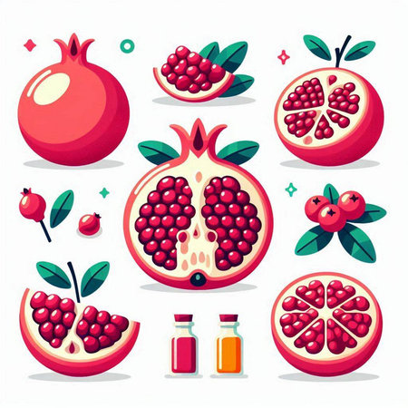 Pomegranate fruit icon. Vector illustration. Isolated on white background.のイラスト素材