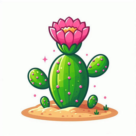 Cactus cartoon vector illustration isolated on white background. Cactuses vector illustration.のイラスト素材