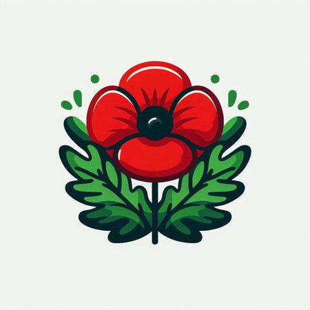 poppy flower vector icon, vector illustration in flat design style.のイラスト素材