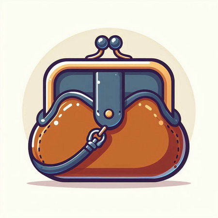Retro purse icon in cartoon style. Vector illustration of purse.のイラスト素材