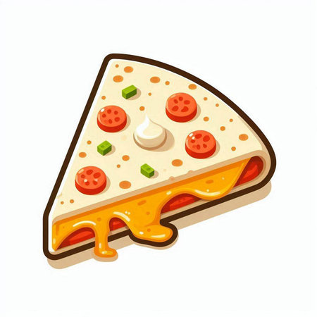 Slice of pizza isolated on a white background. Vector illustration.のイラスト素材