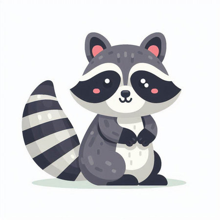 Cute raccoon. Vector illustration in cartoon style. Isolated on white background.のイラスト素材