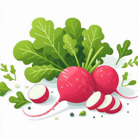Radish on a white background. Vector illustration. Eps 10.のイラスト素材