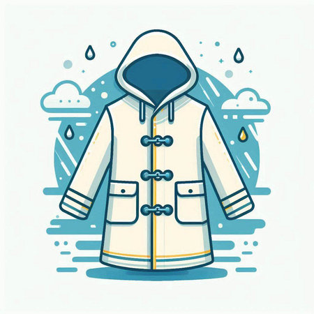 Vector illustration of a coat with raindrops on a white background.のイラスト素材