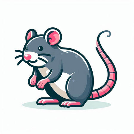 Cute cartoon rat. Vector illustration isolated on a white background.のイラスト素材