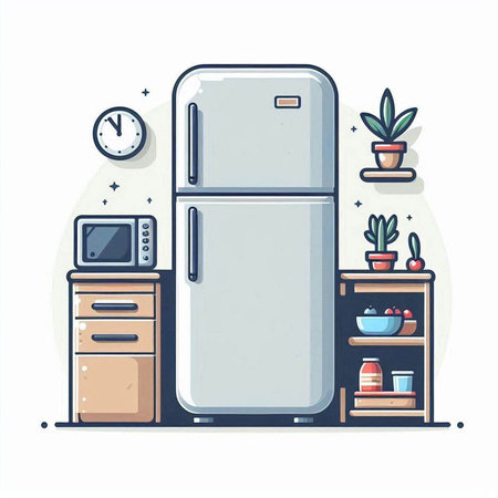 Illustration of fridge in flat design style. Vector illustration of fridge in flat style.のイラスト素材