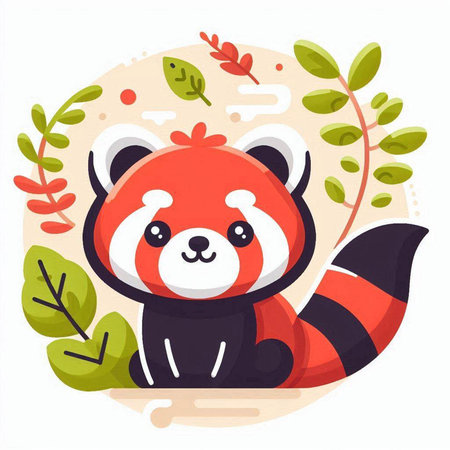 Cute red panda vector illustration. Cute cartoon animal character.のイラスト素材