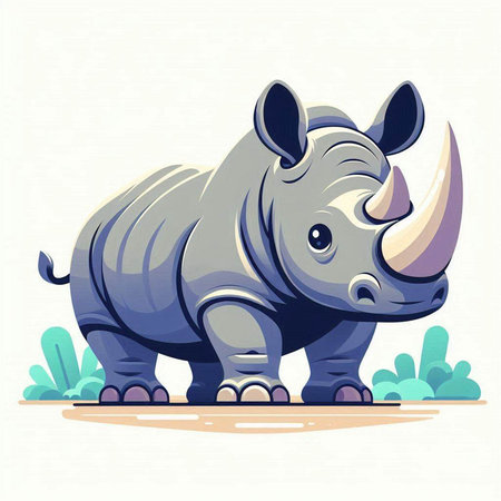 Cute cartoon rhinoceros. Vector illustration of a wild animal.のイラスト素材
