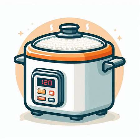Vector illustration of electric cooker in a flat style on a light background.のイラスト素材